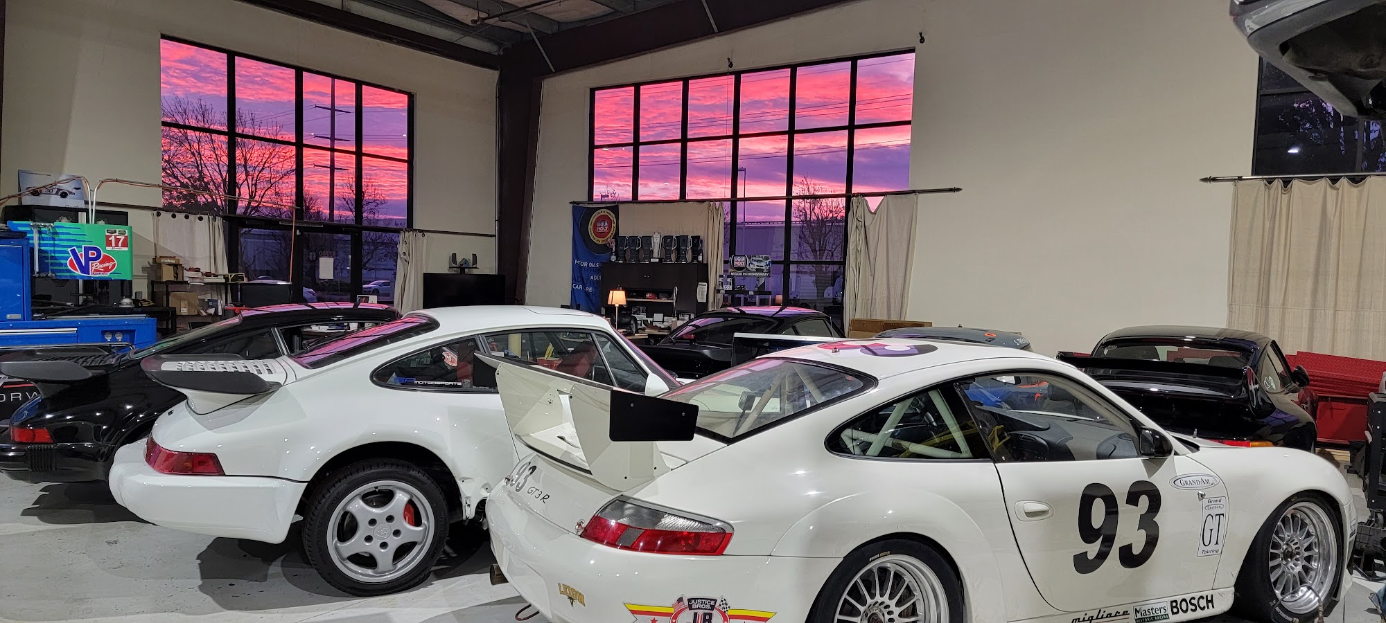 Migliore Motorwerks shop interior at sunset